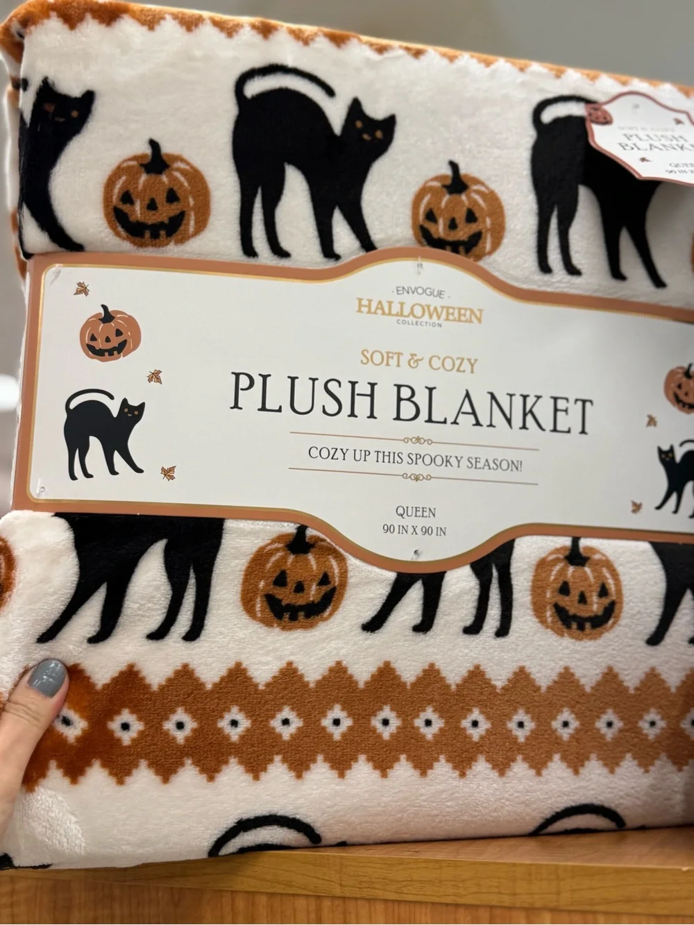 Envogue Halloween Plush Blanket in Black and Orange